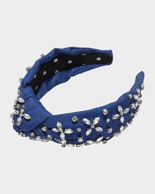 Knotted Crystal Denim Headband